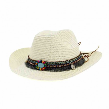 new fashion chic women paper Straw cowgirl hats beach UPF 50+UV protection sun hat bulk cowboy hats