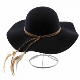 new fashion Wool felt Crushable Women lady girls Cloche Hat Bowler Hat wide brim floppy hats with feather tassel