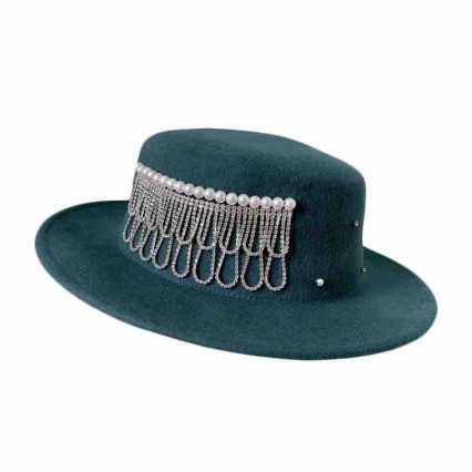 ready to ship new fashion women 100 australian wool felt hat wide brim boater hat jazz fedora hat with pearl & diamond tassel