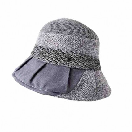 ready to ship packable paper straw Cotton and Flax stitched wide brim outdoor dress beach hat cloche sunscreen hat for women