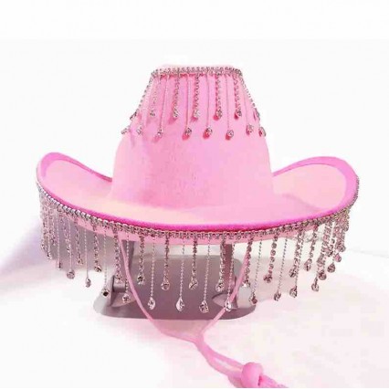 Rhinestone tassel Bride Cowgirl Hat Bling Diamond glitter Fringe cowboy Hat woman Bride to be Bachelorette Engagement Party