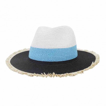 summer fashion 3 color-tone paper Straw large fringe wide Brim floppy beach hat UV protection sunscreen hat for women