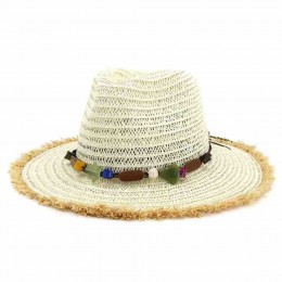 3 colors new ethnic outdoor travel UV protection jazz paper straw panama hat beach hats for women summer straw female