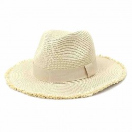 4 colors outdoor travel UV protection jazz fringe wide brim paper straw panama hat beach hats for women summer straw female