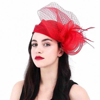 fashion sinamay mesh veil Tea-Party Fascinators Women ladies Girls Kentucky Derby Hat pillbox hat church Wedding Cocktail hat