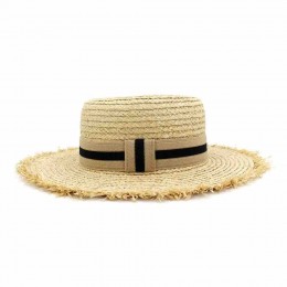 mens outdoor travel UV protection wide brim raffia straw panama hat flat top beach hats for men women summer straw female