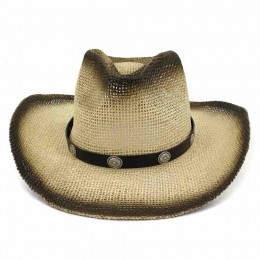 new fashion chic men paper Straw cowgirl hats beach UPF 50+UV protection sun hat bulk cowboy hats