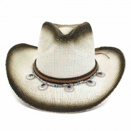 new fashion chic men paper Straw cowgirl hats beach UPF 50+UV protection sun hat bulk cowboy hats