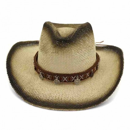 new fashion chic women men unisex paper Straw cowgirl hats beach UPF 50+UV protection sun hat bulk cowboy hats