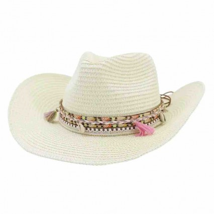 new fashion chic women paper Straw cowgirl hats beach UPF 50+UV protection sun hat bulk cowboy hats