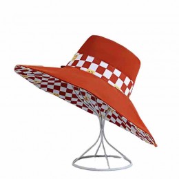 wholesale fashion chic women lady girls reversible checked bucket floppy hats Fisherman Hat Travel beach sun hat