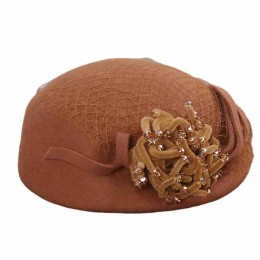 new fashion elegant women ladies wool felt pillbox hat Women Church Derby Wedding beret Fascinators with mesh & floral