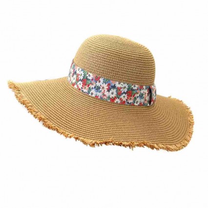 2024 new UPF50 beach hats for women summer straw female paper straw wide brim womens dress hats with floral ribbon