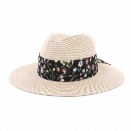 10 colors new floral ribbon outdoor travel UV protection jazz paper straw panama hat beach hats for women summer straw female