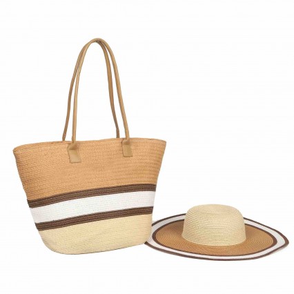 fashion chic UPF 50+Sun Protection Hat Beach Tote Bag Sun cloche floppy Hat purse and hat sets women