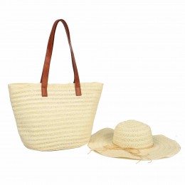 fashion chic UPF 50+Sun Protection Hat Beach Tote Bag Sun cloche floppy Hat purse and hat sets women