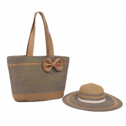 fashion chic UPF 50+Sun Protection Hat Beach Tote Bag Sun cloche floppy Hat purse and hat sets women