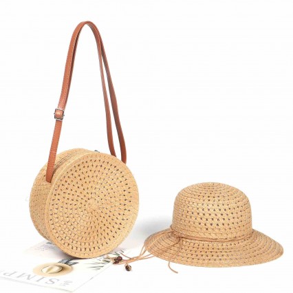 fashion chic UPF 50+Sun Protection Hat Beach Tote Bag Sun cloche floppy Hat purse and hat sets women