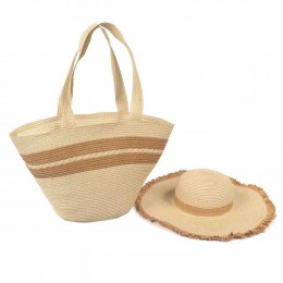 fashion chic UPF 50+Sun Protection Hat Beach Tote Bag Sun cloche floppy Hat purse and hat sets women