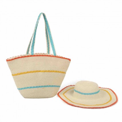 fashion chic UPF 50+Sun Protection Hat Beach Tote Bag Sun cloche floppy Hat purse and hat sets women