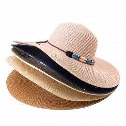 2024 new Womens UPF50 summer beach sun Hats with Accessories fashion paper straw wide brim womens dress hats