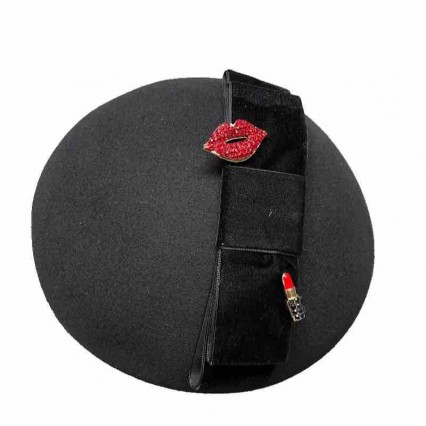 fashion elegant women ladies black wool felt pillbox hats dress hats Church Derby dress beret Fascinators with bowknot