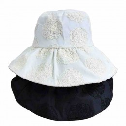 fashion women lady spring summer Packable jacquard lace flowers Bucket Hats Fisherman Travel beach sun hat womens dress hats