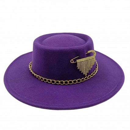 ready to ship 21 colors fashion rhinestone pin Pork Pie jazz Hat Flat Top hat Wide Brim Porkpie Fedora felt hats women