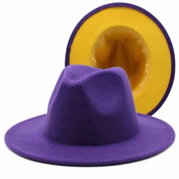 ready to ship men women unisex 8 colors fashion chic Wide Brim Two Tone felt Fedora Hats Dress Hats Panama Hat