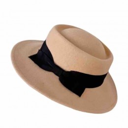 ready to ship new hot sell fashion women wide brim wool felt pork pie boater hat jazz fedora hat with bowknot