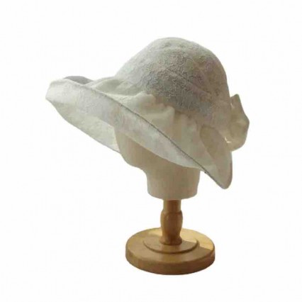 fashion chic women ladies packable white floral lace bucket cloche Hat beach sunscreen hat for women