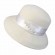 new Fashion women white Winter retro Wool Felt wide brim bowler church Hat with pearl & satin band