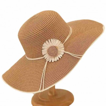 Womens UPF50 foldable summer beach sun Hats with sun flower Accessories fashion womens straw hat roll up sun wide brim