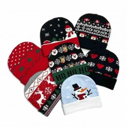 women's Winter Knitted winter beanie hats for men women christmas Stretchy Soft Cap Slouchy Warm knitted santa hat