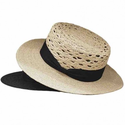 fashion chic ladies raffia straw flat top boater hat outdoor beach hats women cloche sun hats for summer