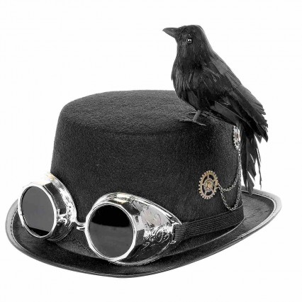 ready to ship new men women Unisex gear Gothic glasses Vintage black Steampunk crow Top Hats Halloween Costume steam punk hat