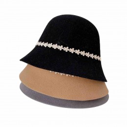 Fashion chic women ladies floral ribbon Wool Felt formal hats tea party dress hats cloche hat