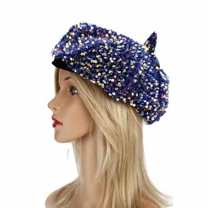 new fashion chic Women ladies girls sequins dress Beret hat bling bling hats