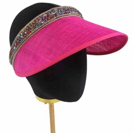 fashion Women Summer 7 colors sinamay diamond UV Protection sun Visor hat Wide Brim Beach Pool Golf sunscreen hat for women