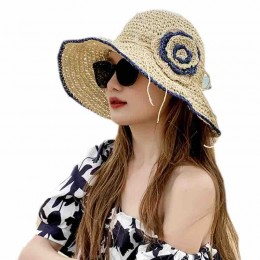 luxury fedora hats for women beach packable floral cloche Hats Upf50+ UV protection wide brim straw sun hat