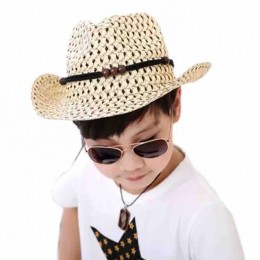 Child paper Straw Cowboy Hats kids Western cattleman beach sun hat wholesale kids cowboy hats