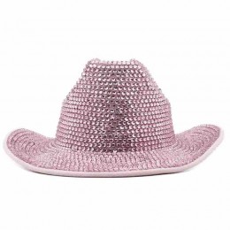 Fashion Bling Rhinestone revit Studded Wide Brim Womens cowboy hat woman Fedora Panama Hats rhinestone cowgirl hat