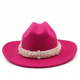 ready to ship 18 colors fashion women felt cowgirl hats western cattlemen woman cowboy hat with pearls