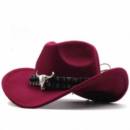 ready to ship fashion men & women unisex felt cowgirl hat women's western cattlemen woman cowboy hat with metal cattle